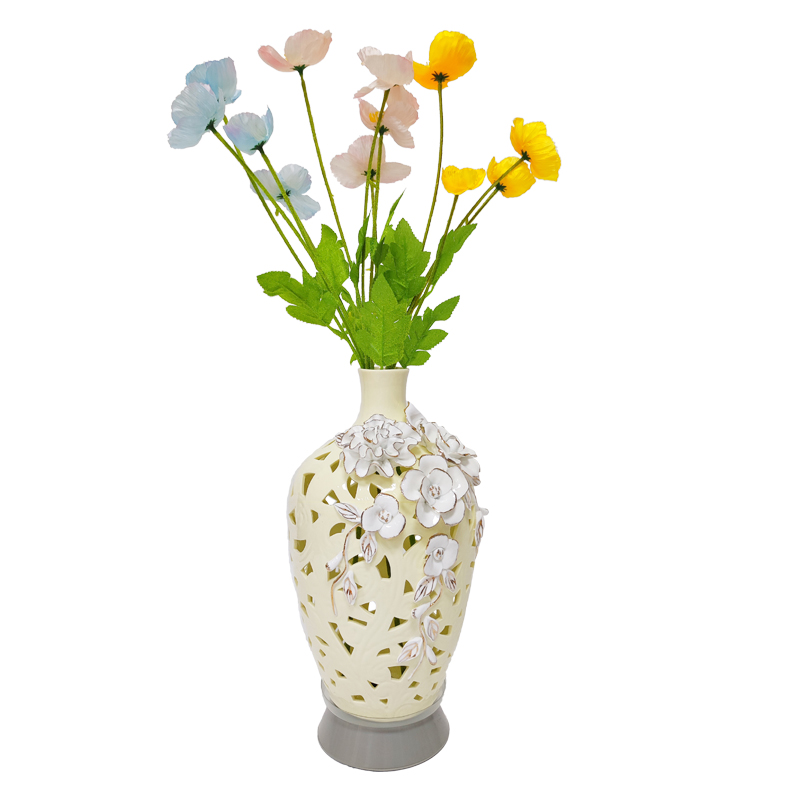 Beige Ceramic Hollow Vase Night Light