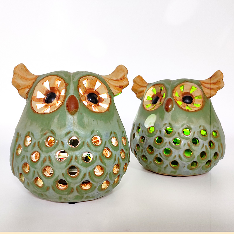 Ceramic Retro Hollow Owl Night Lamp